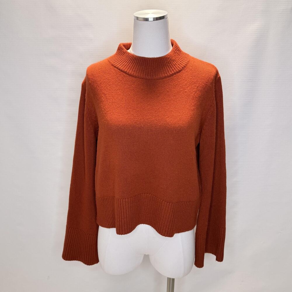 The Reset Sweater Womens XS Orange Wool Cashmere Blend Mock Neck Pullover Knit